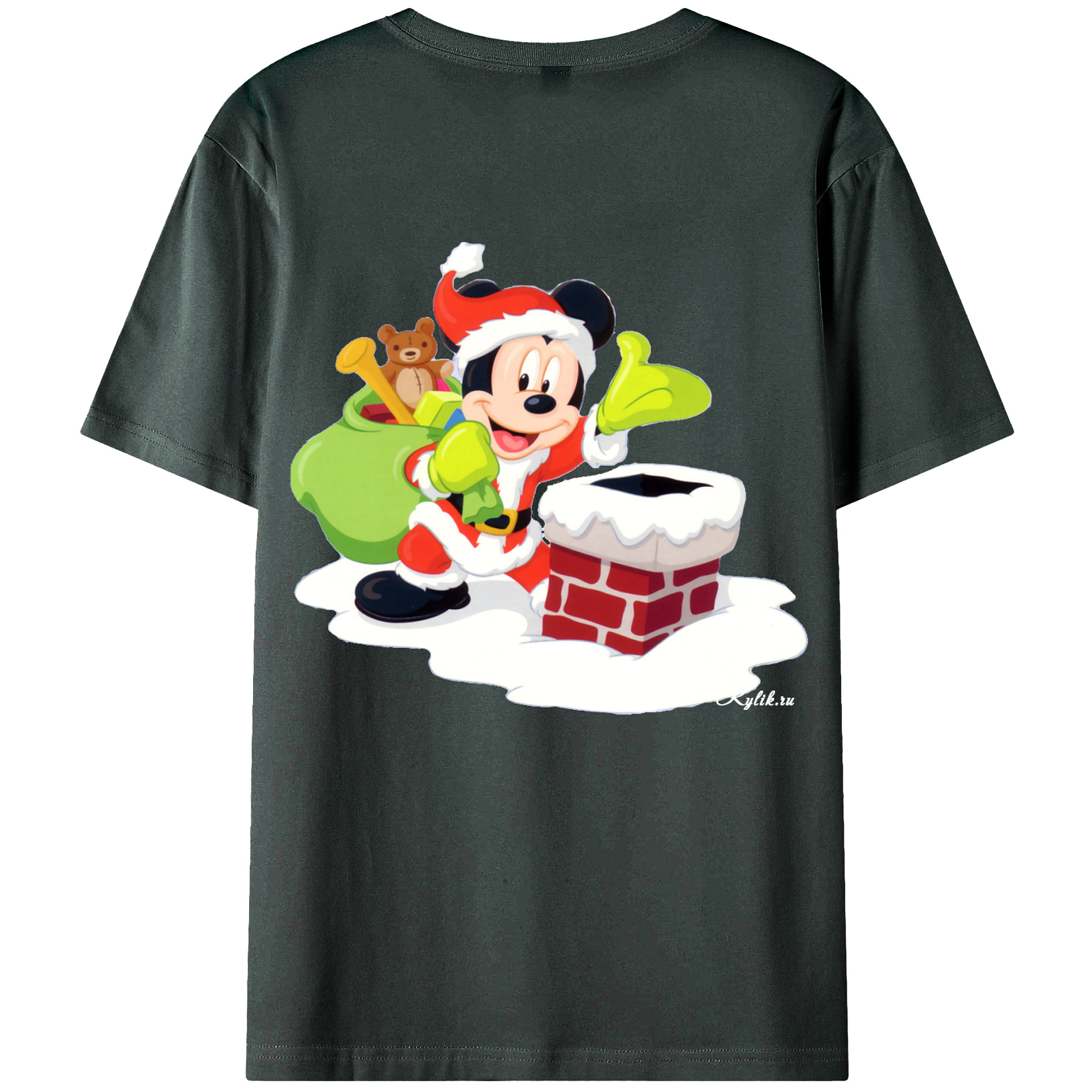 ミッキーマウス Mickey Mouse 綿100％ メンズ半袖Tシャツ（バックプリント） 通気性